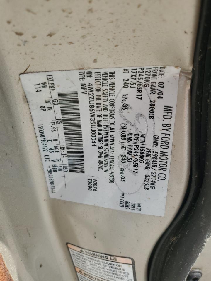 2005 Mercury Mountaineer VIN: 4M2ZU86W35UJ00044 Lot: 57158275
