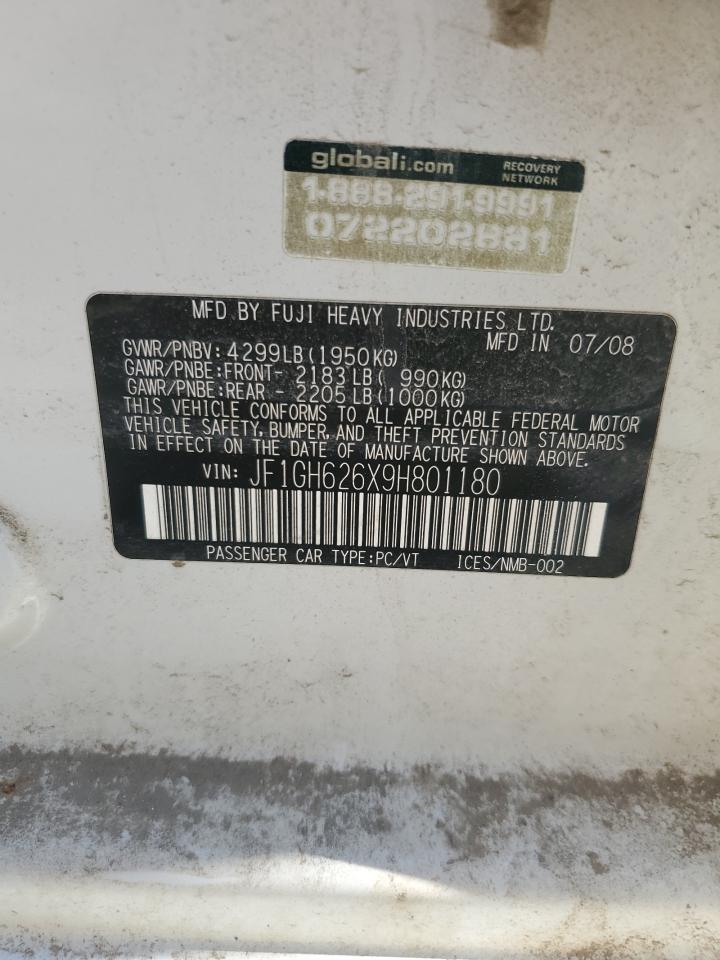 2009 Subaru Impreza 2.5I VIN: JF1GH626X9H801180 Lot: 58298355