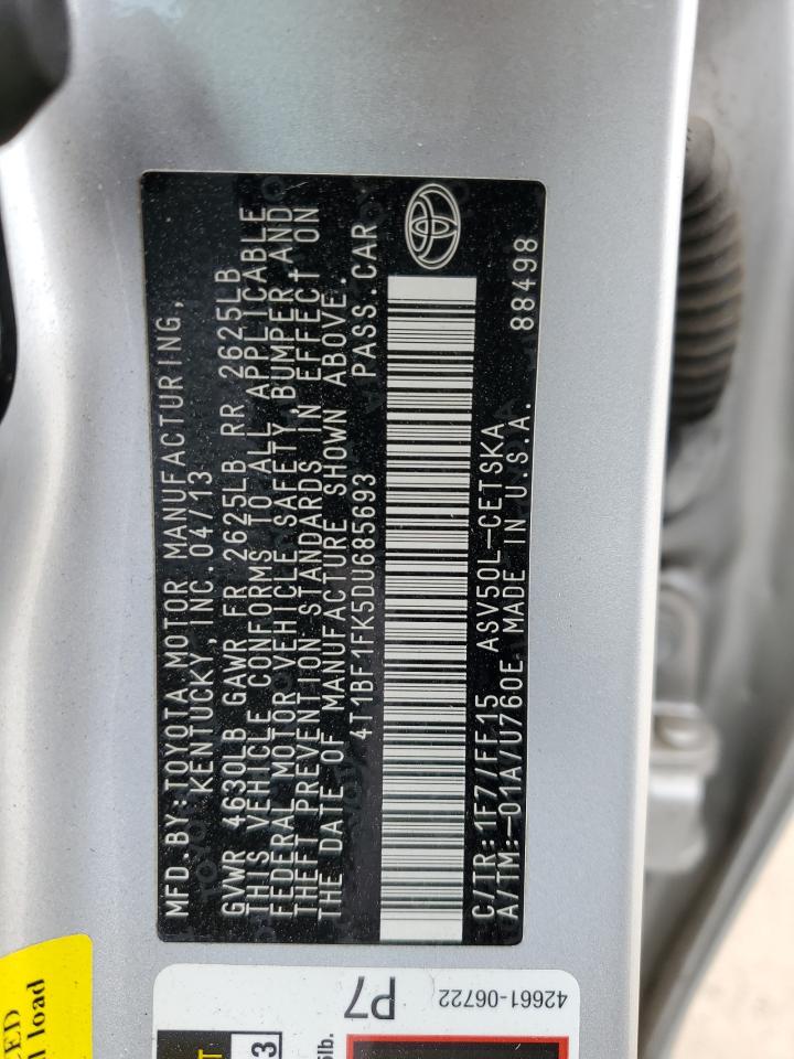 2013 Toyota Camry L VIN: 4T1BF1FK5DU685693 Lot: 56896225