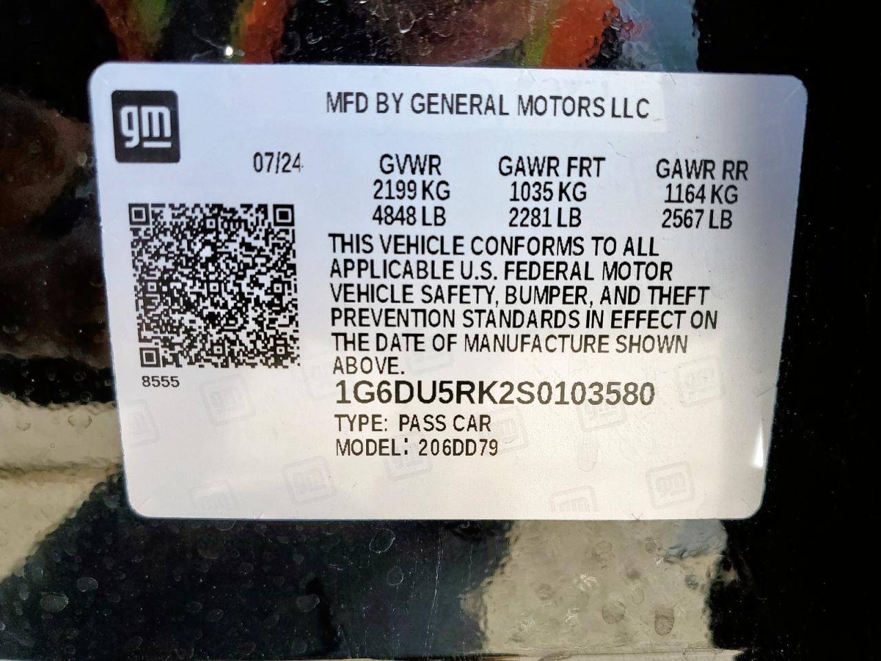 2025 Cadillac Ct5 Sport VIN: 1G6DU5RK2S0103580 Lot: 56688095