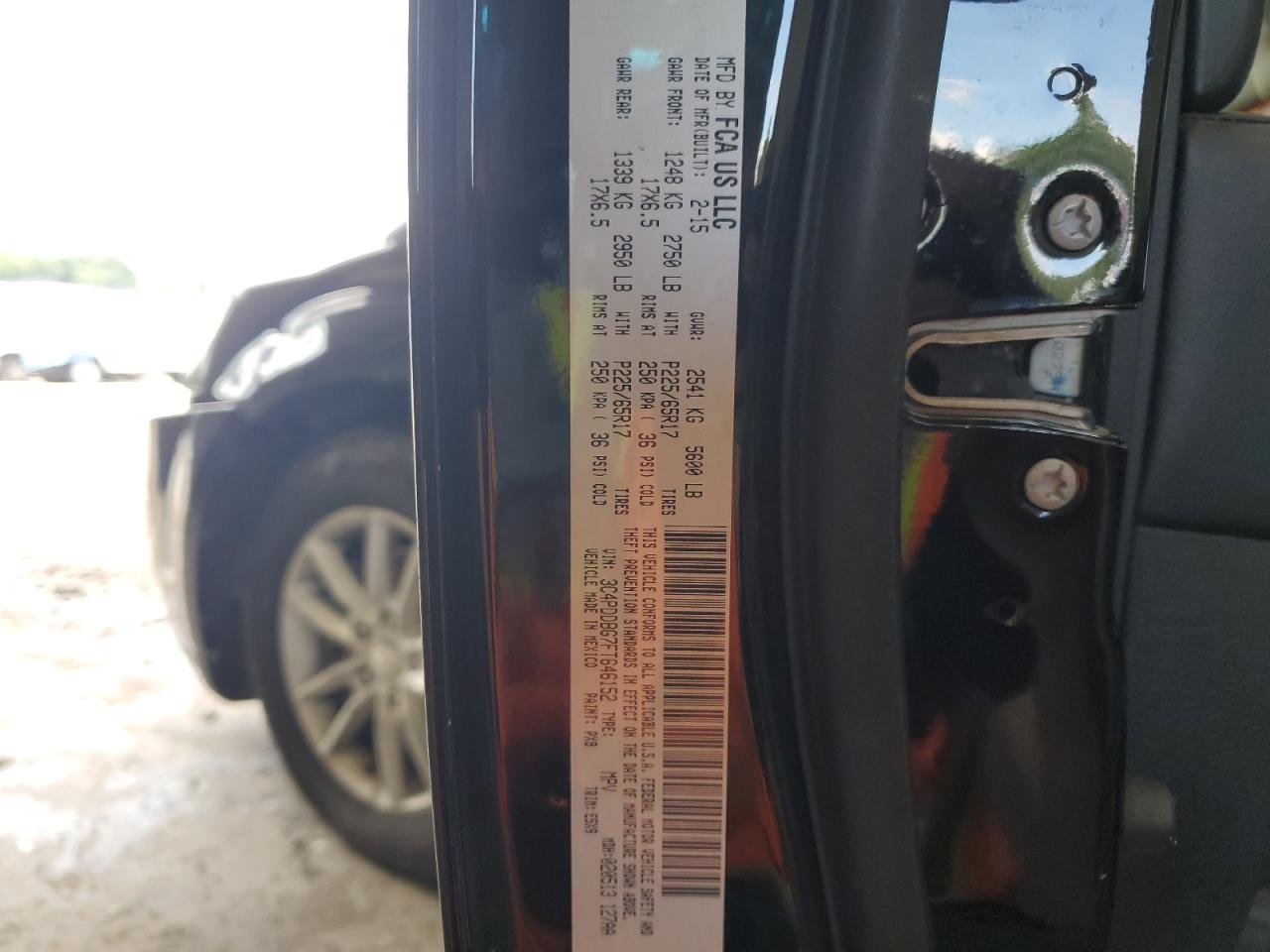 2015 Dodge Journey Sxt VIN: 3C4PDDBG7FT646152 Lot: 58371505