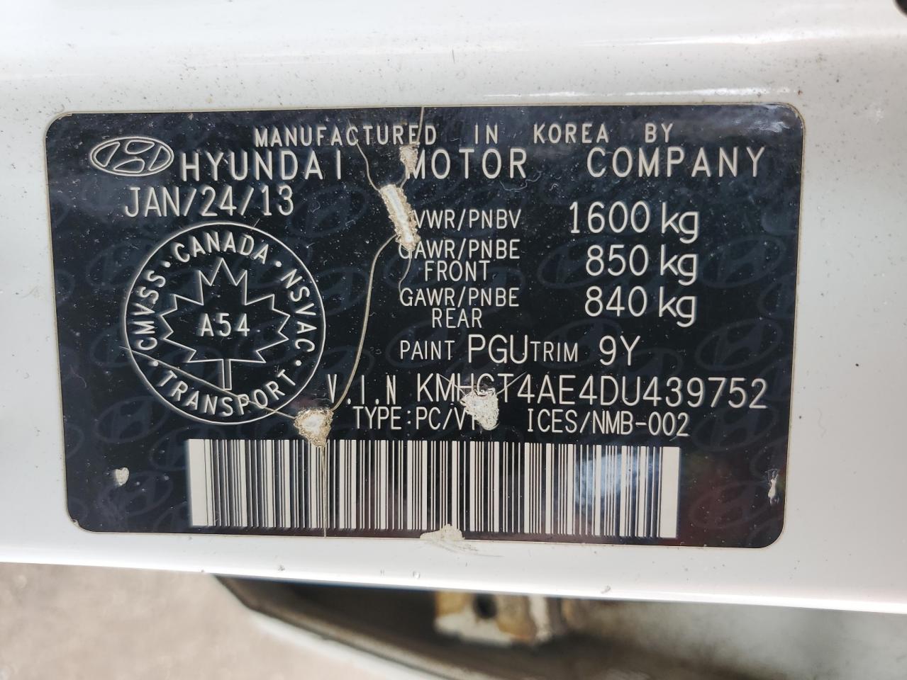 2013 Hyundai Accent Gls VIN: KMHCT4AE4DU439752 Lot: 57075855