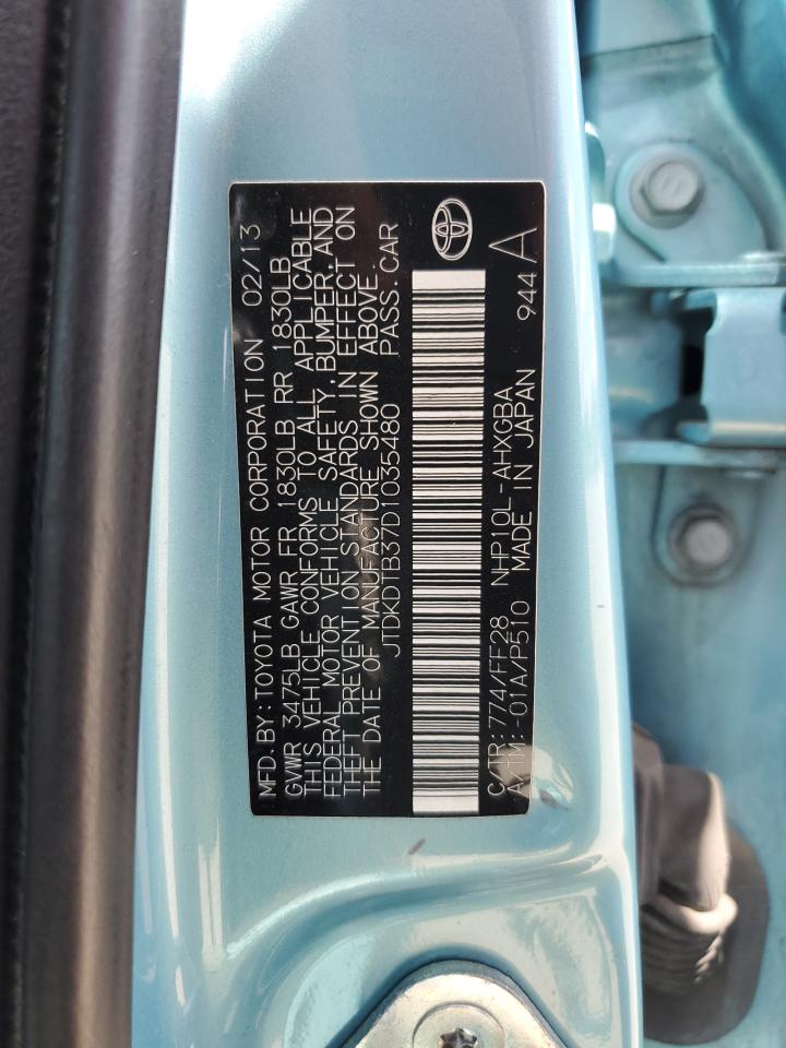 2013 Toyota Prius C VIN: JTDKDTB37D1035480 Lot: 56851125