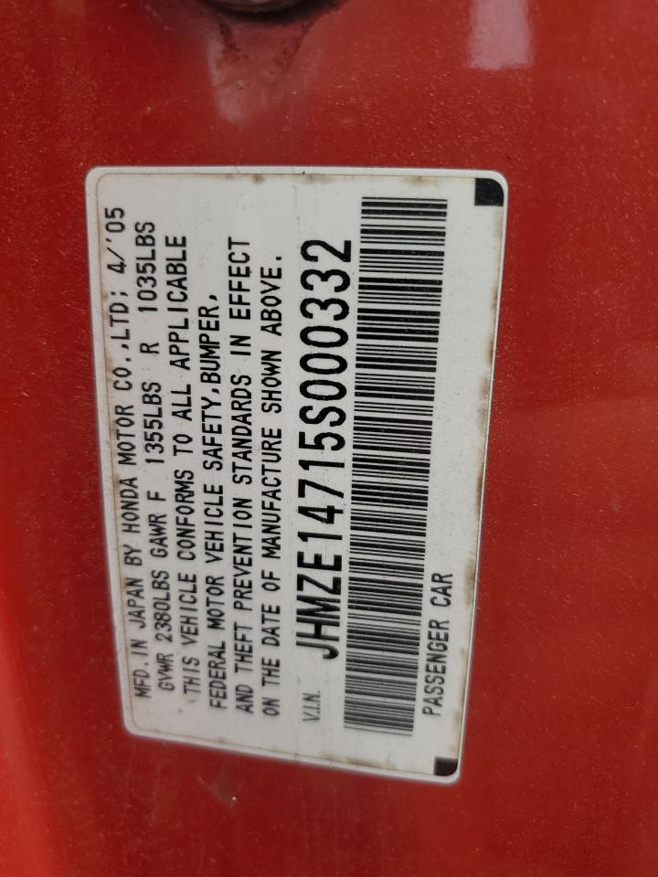2005 Honda Insight VIN: JHMZE14715S000332 Lot: 56385575
