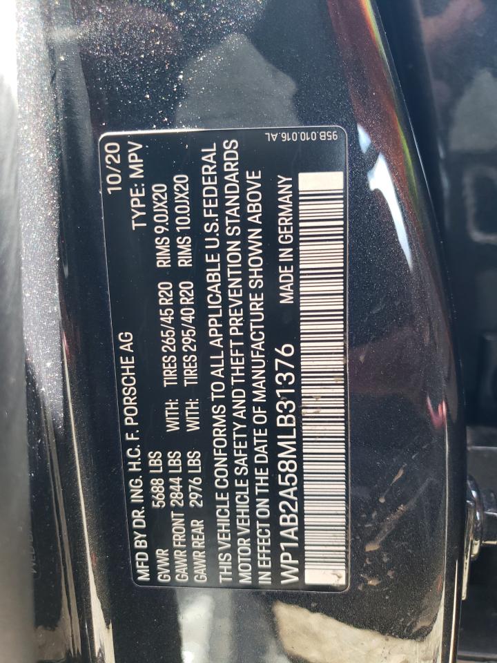 2021 Porsche Macan S VIN: WP1AB2A58MLB31376 Lot: 56182385