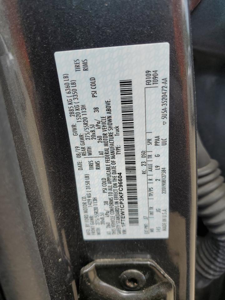 2019 Ford F150 Supercrew VIN: 1FTEW1CP3KFC96604 Lot: 56730795
