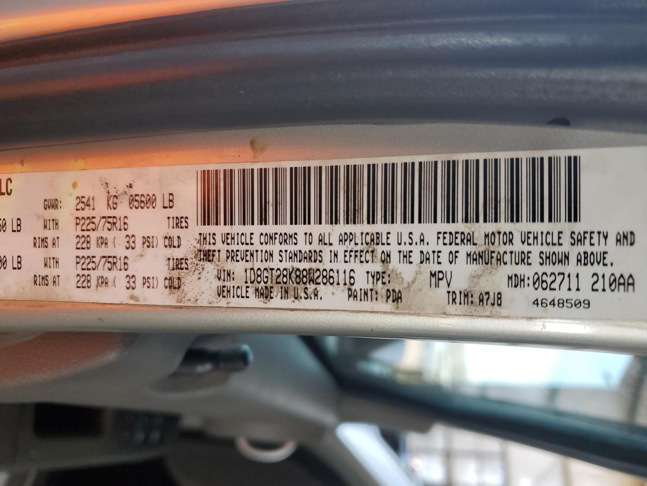 2008 Dodge Nitro Sxt VIN: 1D8GT28K88W286116 Lot: 56769675
