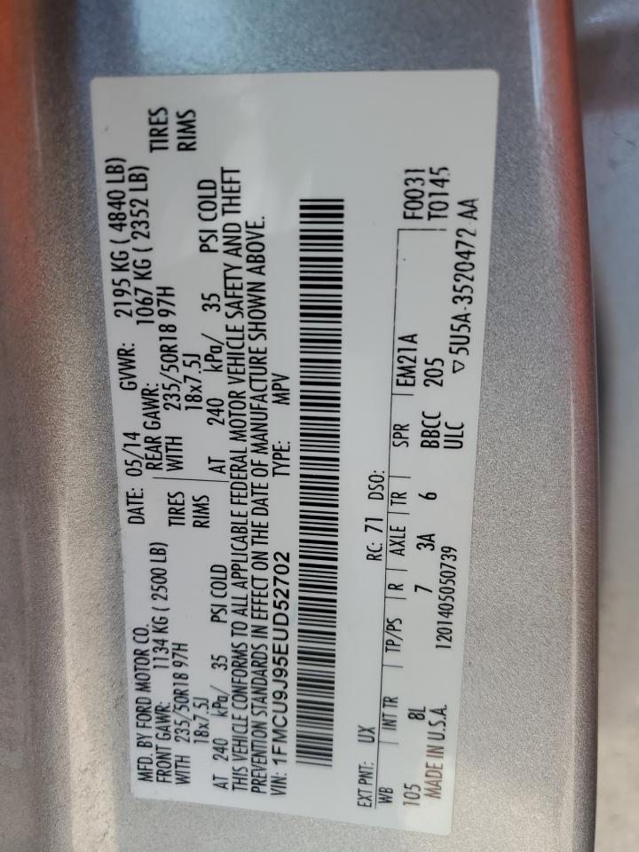 2014 Ford Escape Titanium VIN: 1FMCU9J95EUD52702 Lot: 56482965