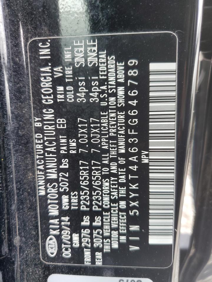 2015 Kia Sorento Lx VIN: 5XYKT4A63FG646789 Lot: 56849625