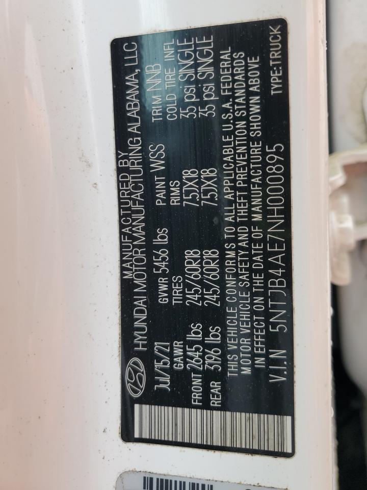 2022 Hyundai Santa Cruz Sel VIN: 5NTJB4AE7NH000895 Lot: 55120565