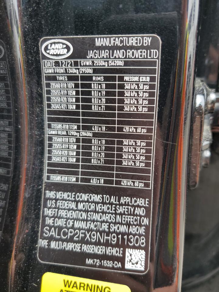 2022 Land Rover Discovery Sport Se VIN: SALCP2FX9NH911308 Lot: 56435295