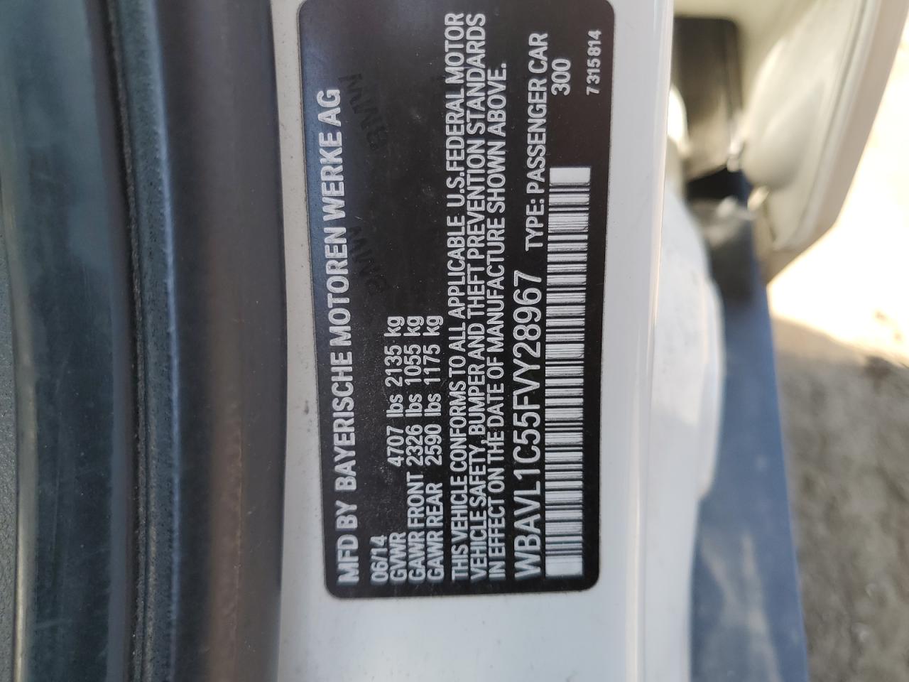2015 BMW X1 xDrive28I VIN: WBAVL1C55FVY28967 Lot: 56835135