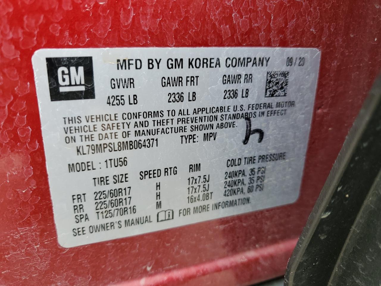 2021 Chevrolet Trailblazer Lt VIN: KL79MPSL8MB064371 Lot: 55317965