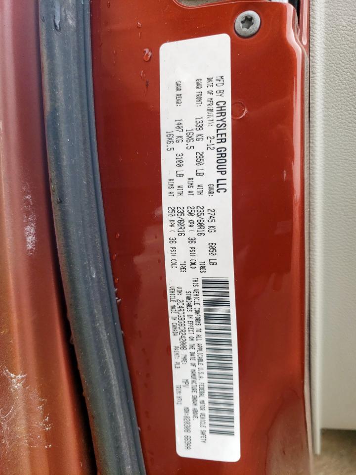 2012 Dodge Grand Caravan Se VIN: 2C4RDGBG6CR242008 Lot: 57124255