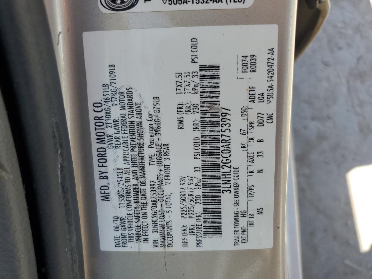 2010 Lincoln Mkz VIN: 3LNHL2GC0AR753997 Lot: 56212175