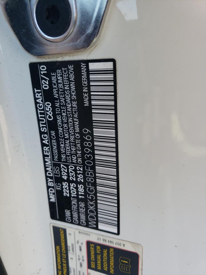 2011 Mercedes-Benz E 350 VIN: WDDKK5GF8BF039869 Lot: 54939565