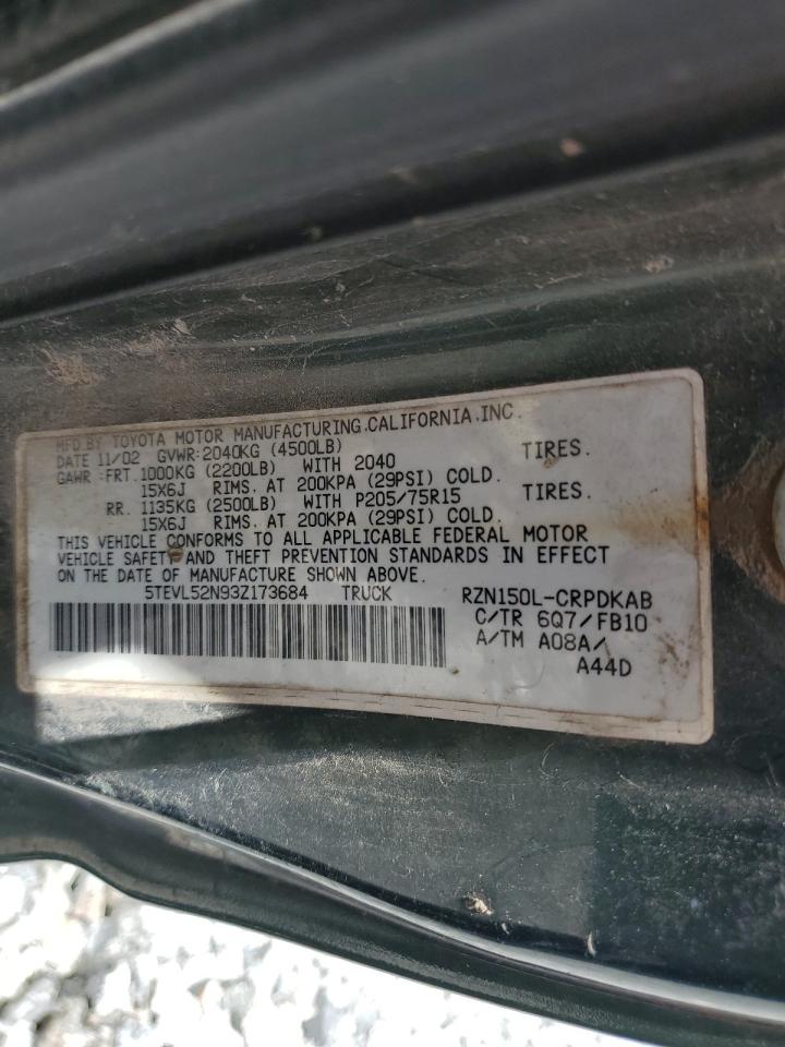 2003 Toyota Tacoma Xtracab VIN: 5TEVL52N93Z173684 Lot: 56880375