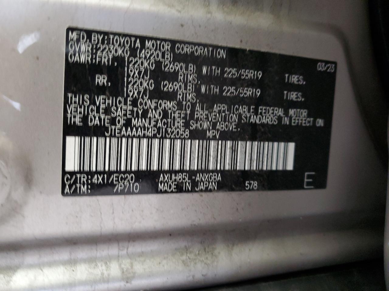 2023 Toyota Venza Le VIN: JTEAAAAH4PJ132058 Lot: 56332865