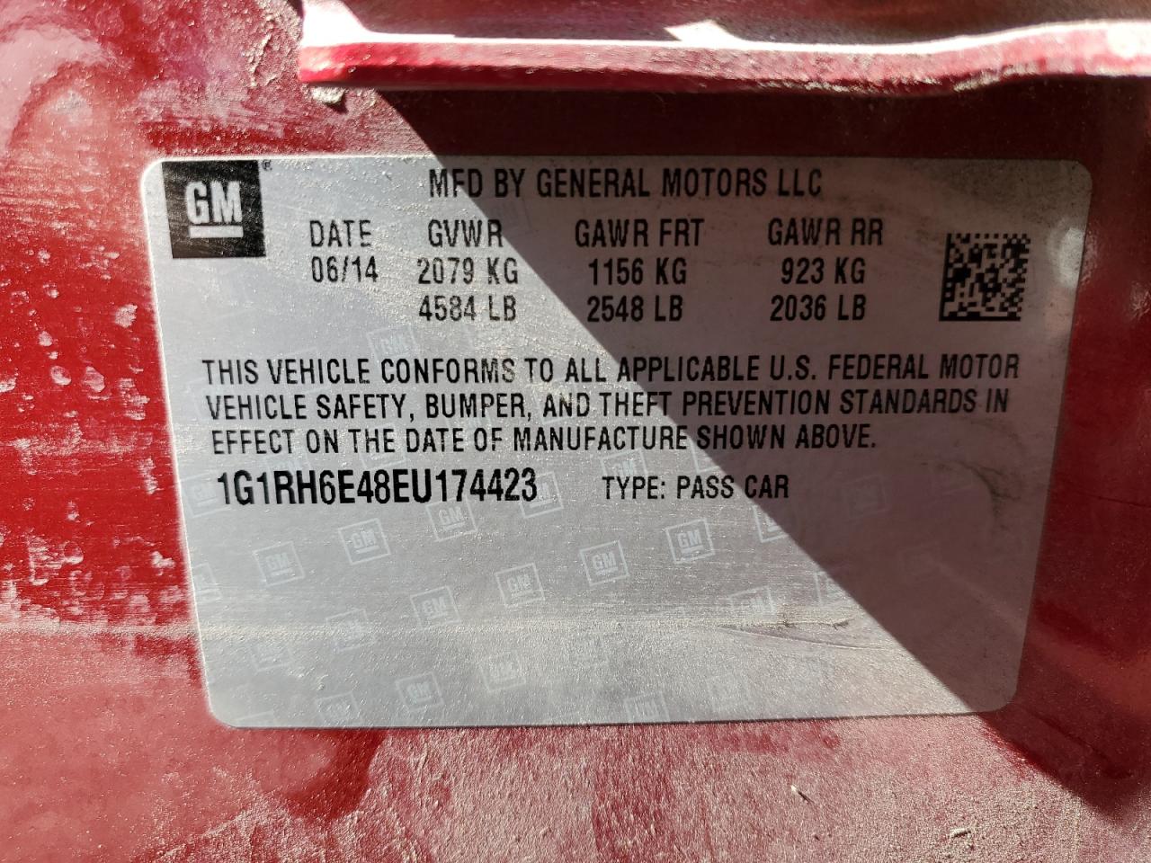 2014 Chevrolet Volt VIN: 1G1RH6E48EU174423 Lot: 56989845