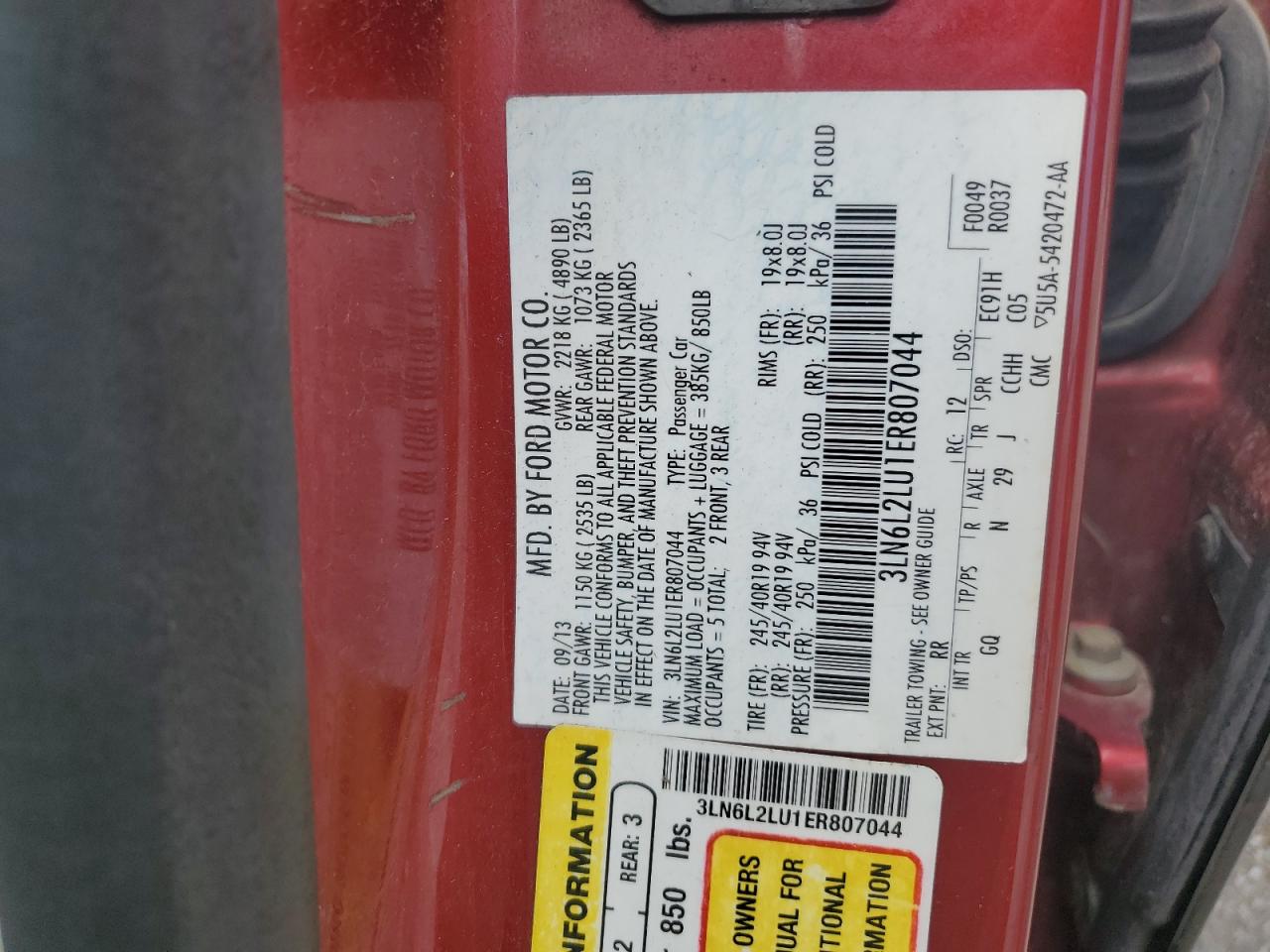2014 Lincoln Mkz Hybrid VIN: 3LN6L2LU1ER807044 Lot: 57421055