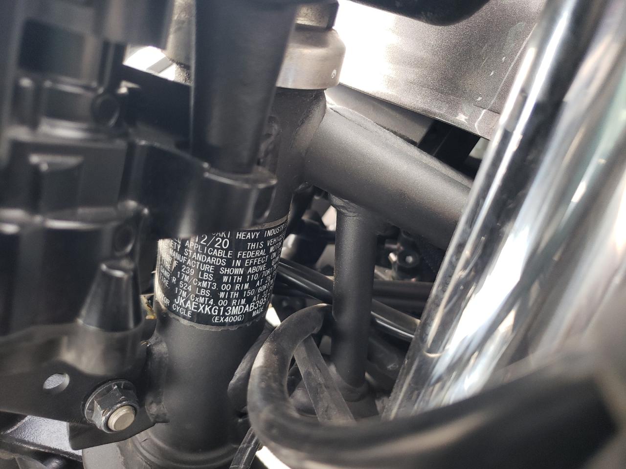 2021 Kawasaki Ex400 VIN: JKAEXKG13MDAB3957 Lot: 56834595