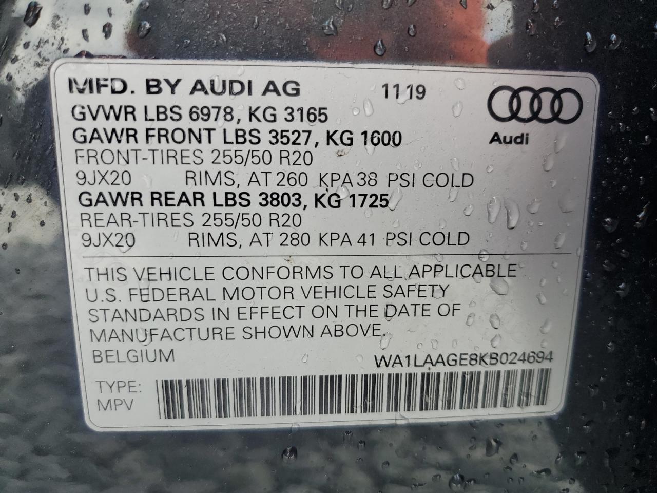 2019 Audi E-Tron Premium Plus VIN: WA1LAAGE8KB024694 Lot: 54429195