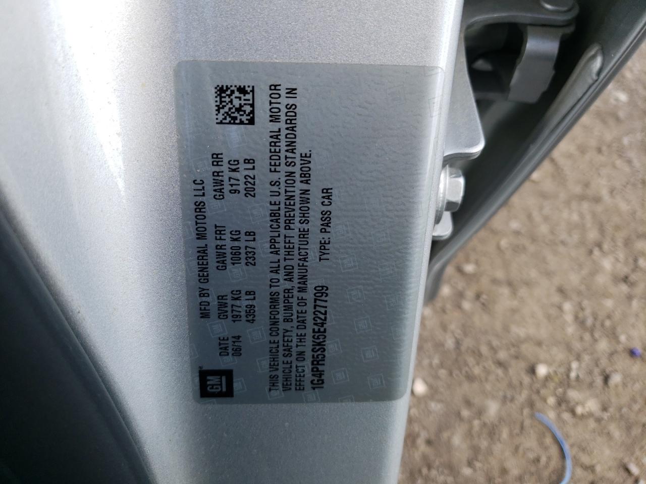 2014 Buick Verano Convenience VIN: 1G4PR5SK6E4227799 Lot: 57028575