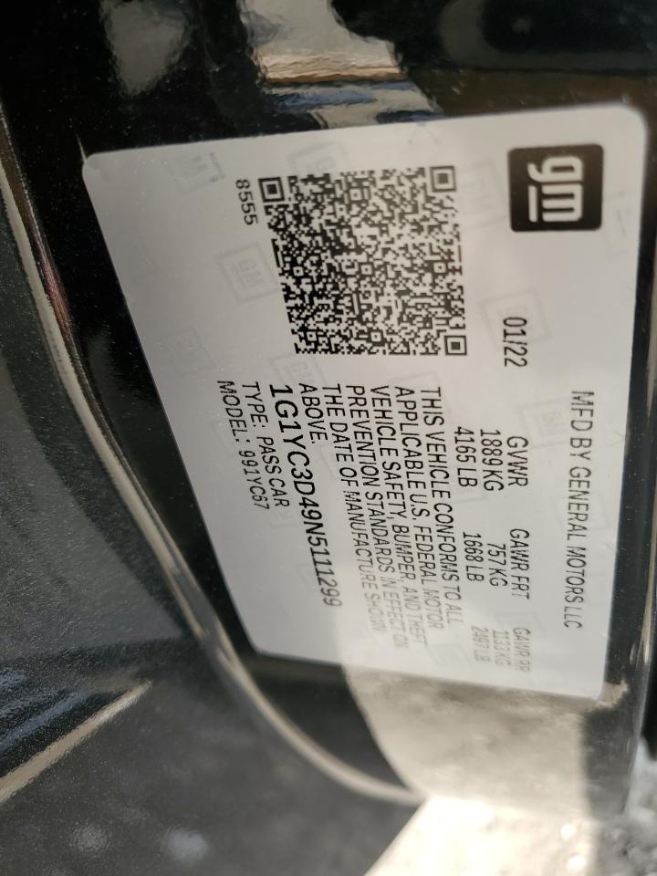 2022 Chevrolet Corvette Stingray 3Lt VIN: 1G1YC3D49N5111299 Lot: 56958855