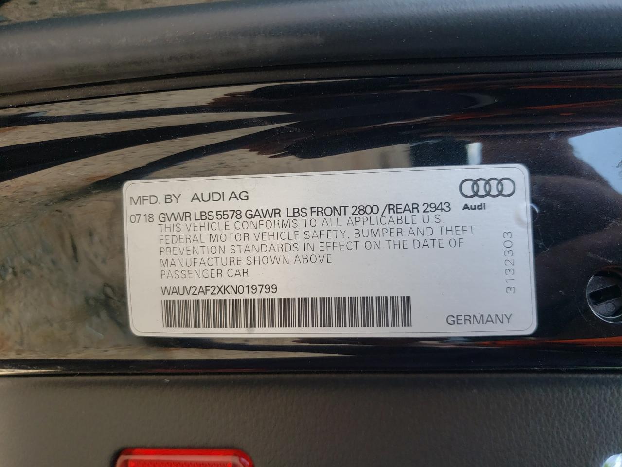 2019 Audi A7 Prestige S-Line VIN: WAUV2AF2XKN019799 Lot: 56384745