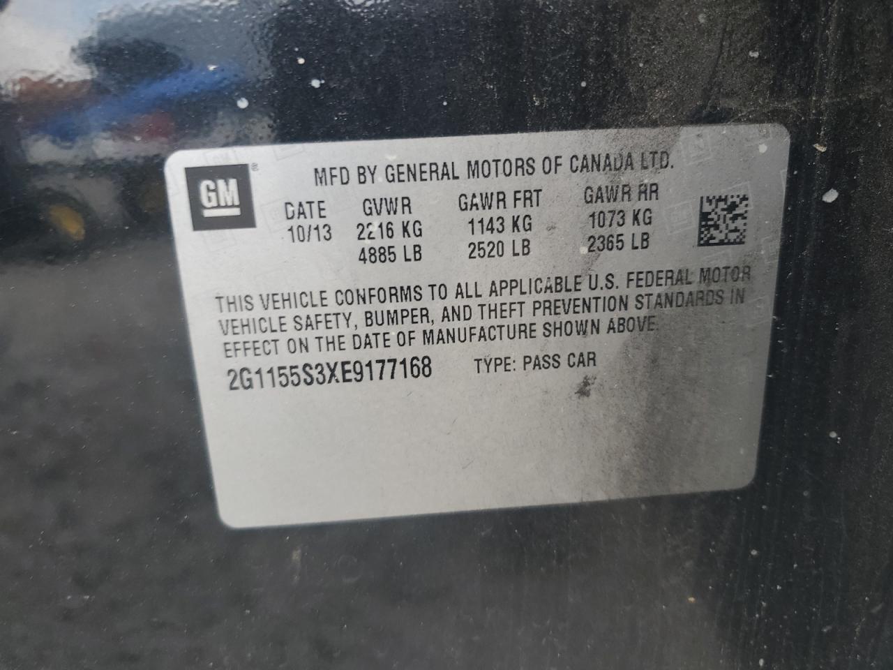 2014 Chevrolet Impala Ltz VIN: 2G1155S3XE9177168 Lot: 57212385