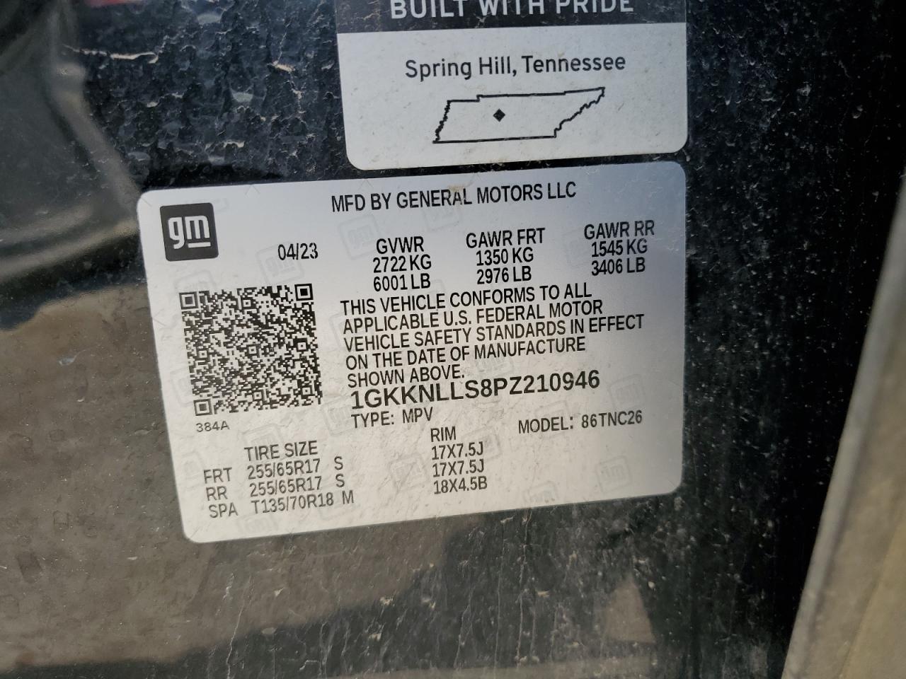 2023 GMC Acadia At4 VIN: 1GKKNLLS8PZ210946 Lot: 56598155