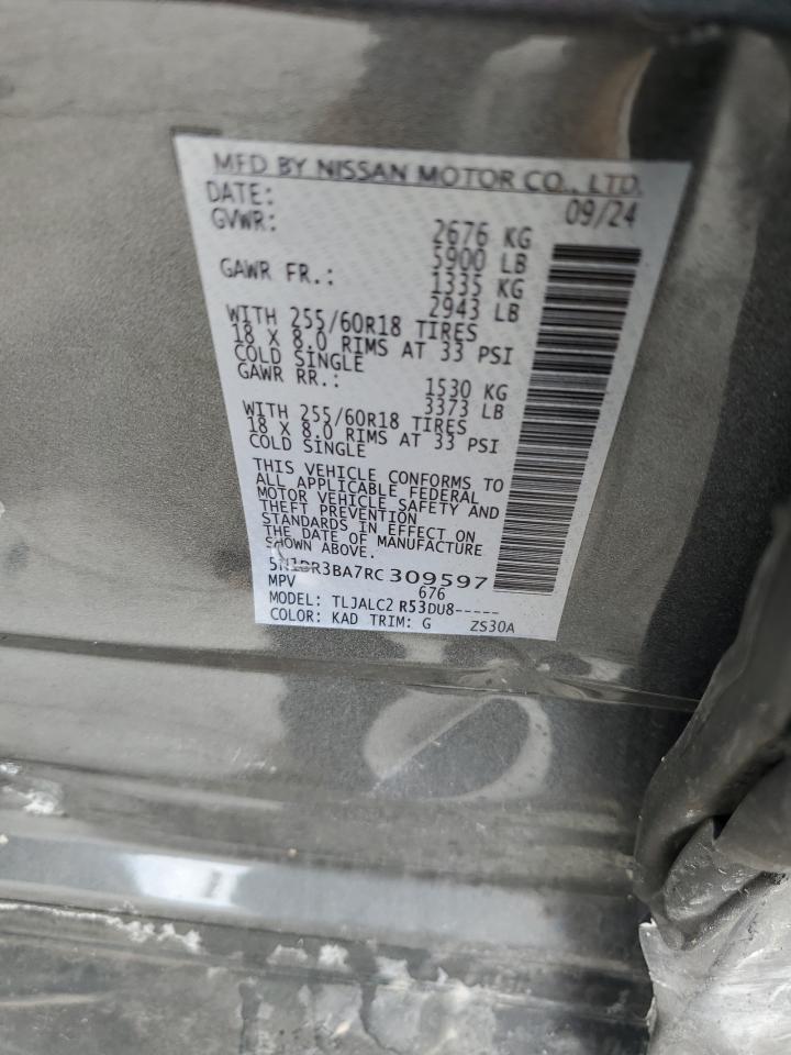 2024 Nissan Pathfinder Sv VIN: 5N1DR3BA7RC309597 Lot: 56742315