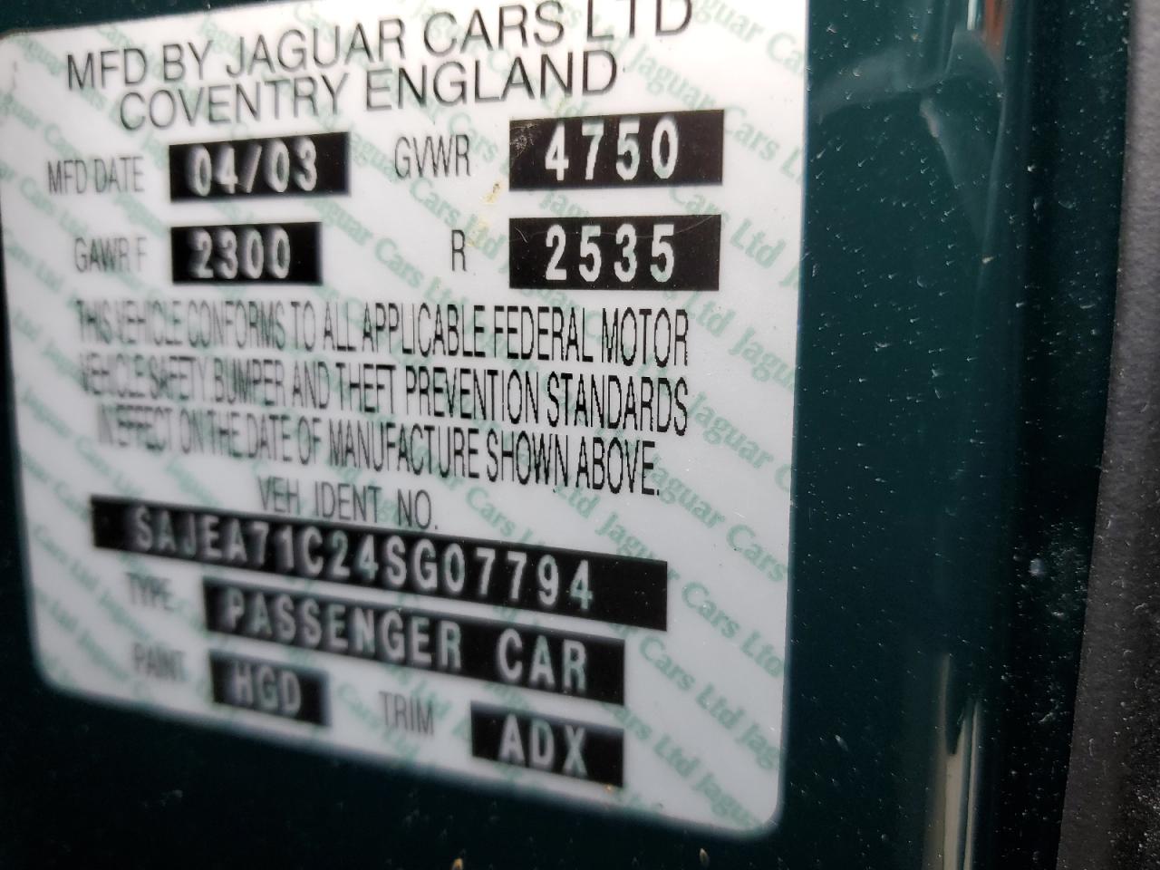 2004 Jaguar Xj8 VIN: SAJEA71C24SG07794 Lot: 58187785