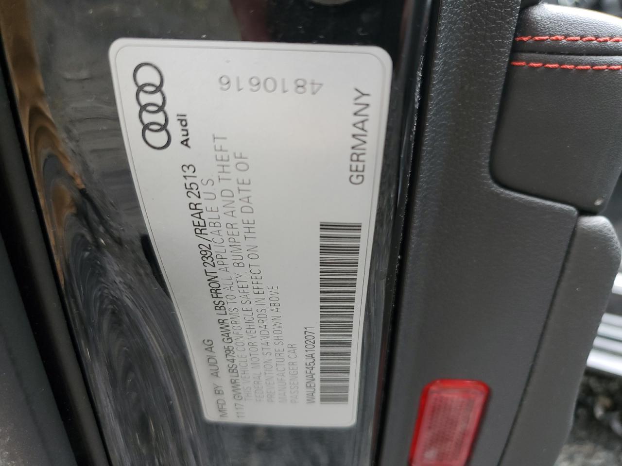2018 Audi A4 Premium Plus VIN: WAUENAF45JA102071 Lot: 56008845
