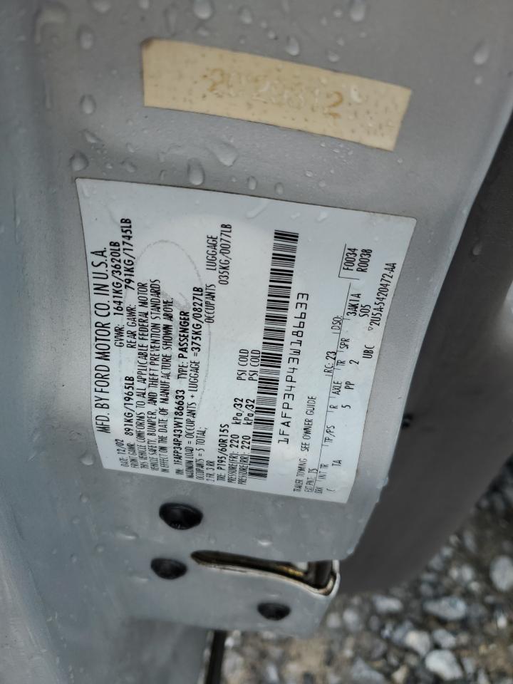 2003 Ford Focus Se VIN: 1FAFP34P43W186633 Lot: 56899065
