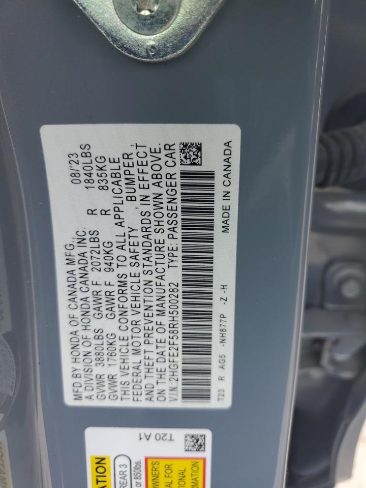 2024 Honda Civic Sport VIN: 2HGFE2F58RH500282 Lot: 58727665
