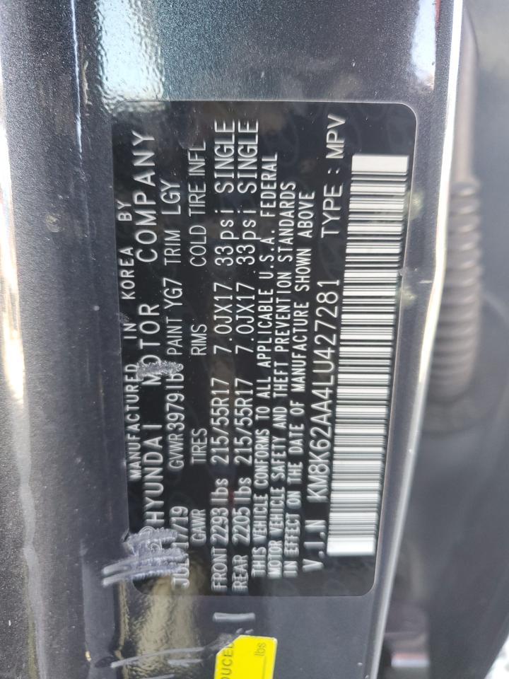 2020 Hyundai Kona Sel Plus VIN: KM8K62AA4LU427281 Lot: 56995865