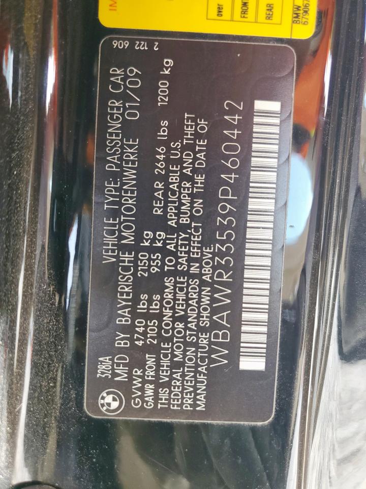 2009 BMW 328 I Sulev VIN: WBAWR33539P460442 Lot: 57060055