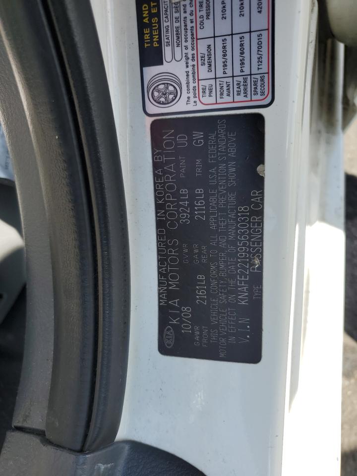 2009 Kia Spectra Ex VIN: KNAFE221995630318 Lot: 55817285