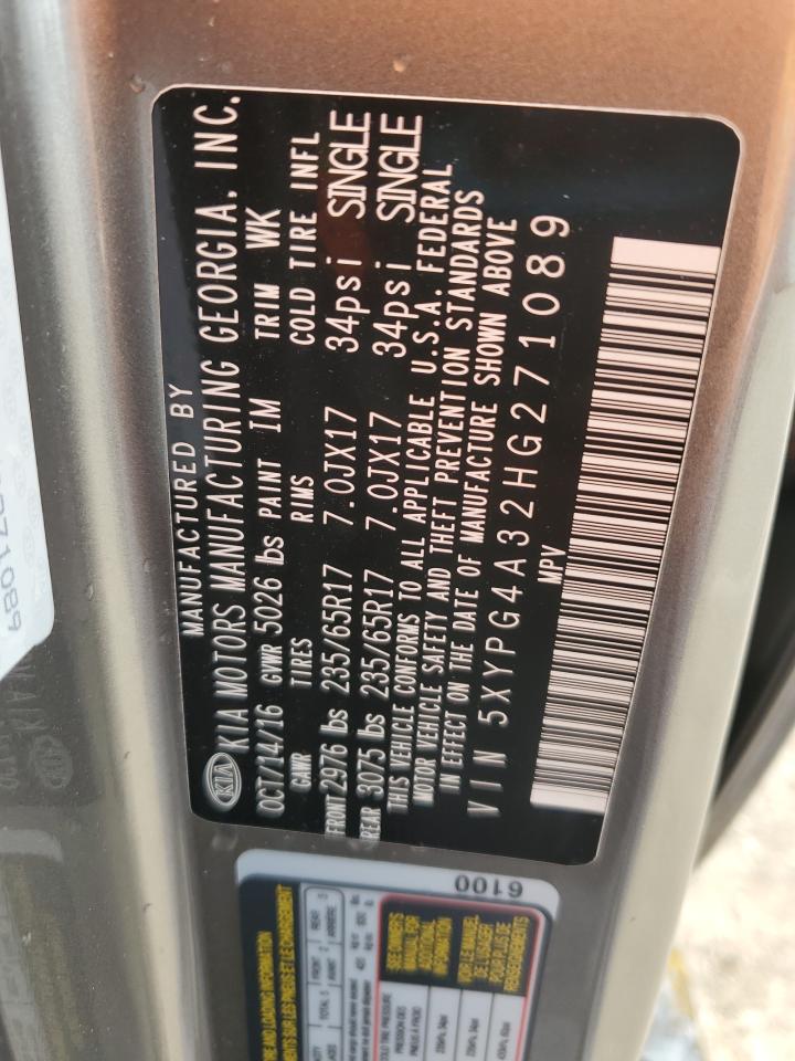 2017 Kia Sorento Lx VIN: 5XYPG4A32HG271089 Lot: 57113535