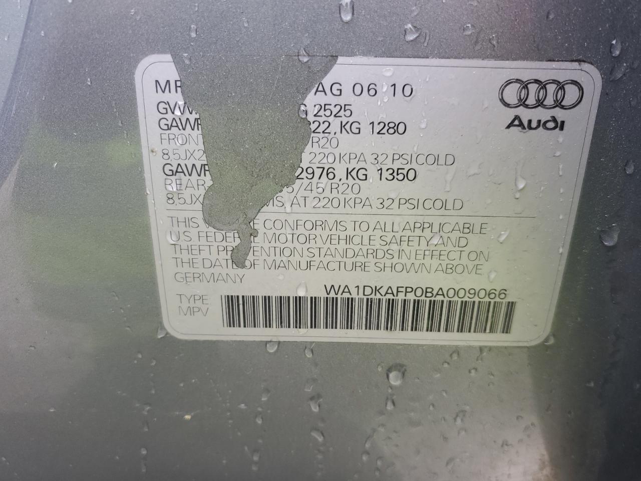 2011 Audi Q5 Premium Plus VIN: WA1DKAFP0BA009066 Lot: 55856815