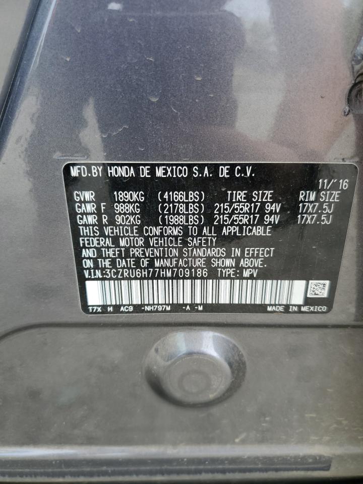 2017 Honda Hr-V Exl VIN: 3CZRU6H77HM709186 Lot: 56597335