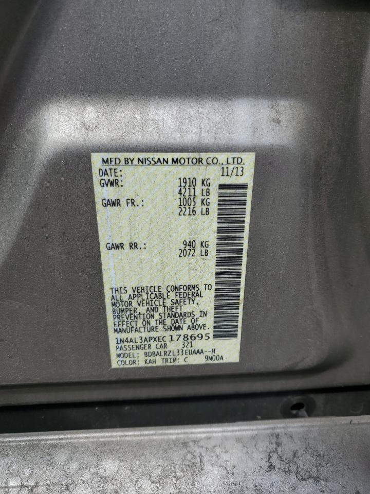 2014 Nissan Altima 2.5 VIN: 1N4AL3APXEC178695 Lot: 56789555