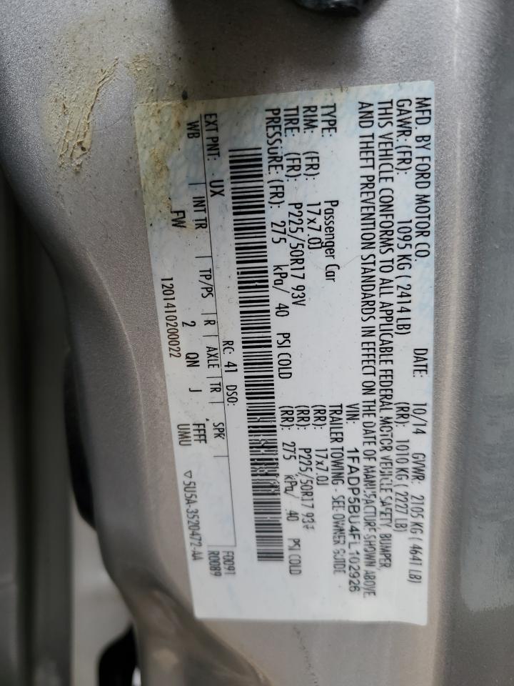2015 Ford C-Max Sel VIN: 1FADP5BU4FL102926 Lot: 57276335