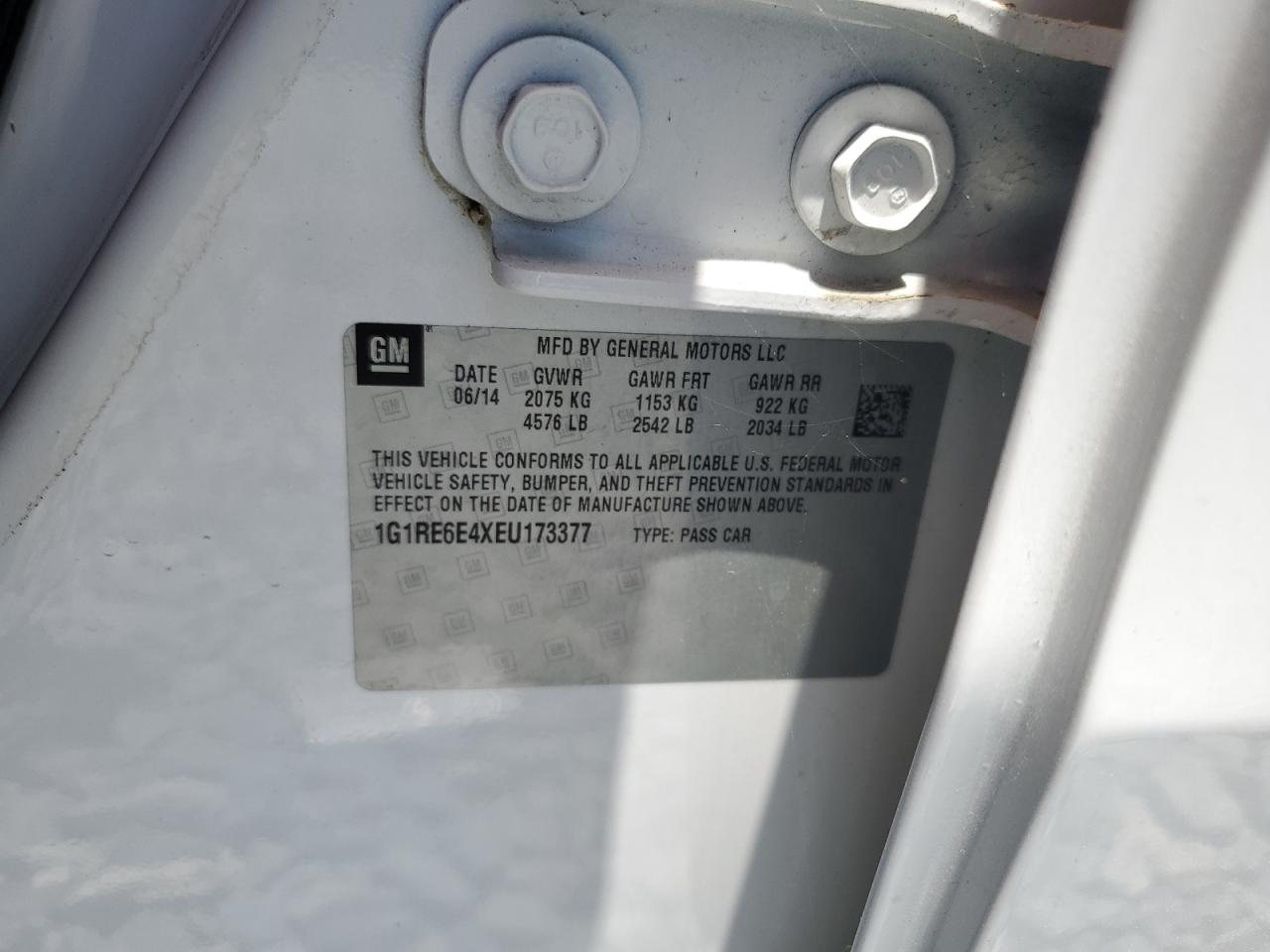 2014 Chevrolet Volt VIN: 1G1RE6E4XEU173377 Lot: 57187855