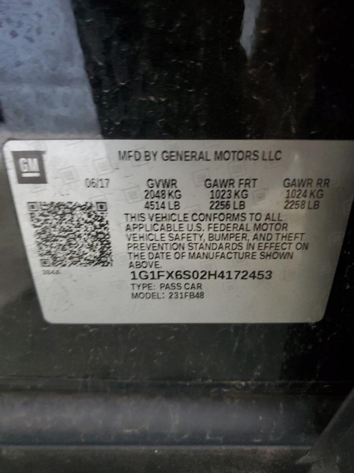 2017 Chevrolet Bolt Ev Premier VIN: 1G1FX6S02H4172453 Lot: 56331215