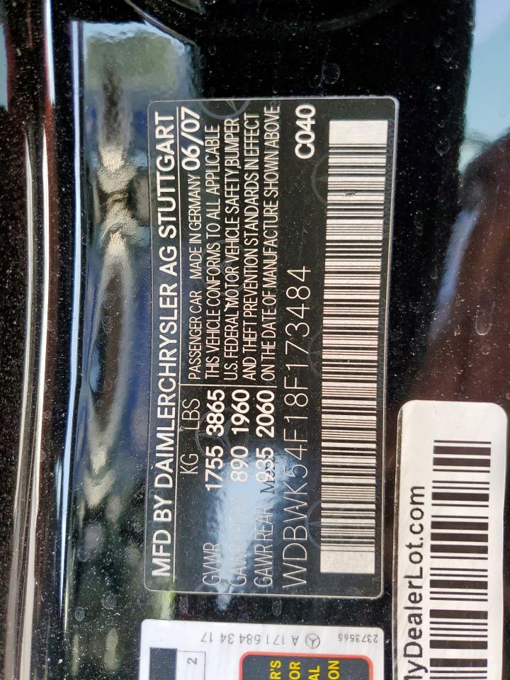 2008 Mercedes-Benz Slk 280 VIN: WDBWK54F18F173484 Lot: 57262035