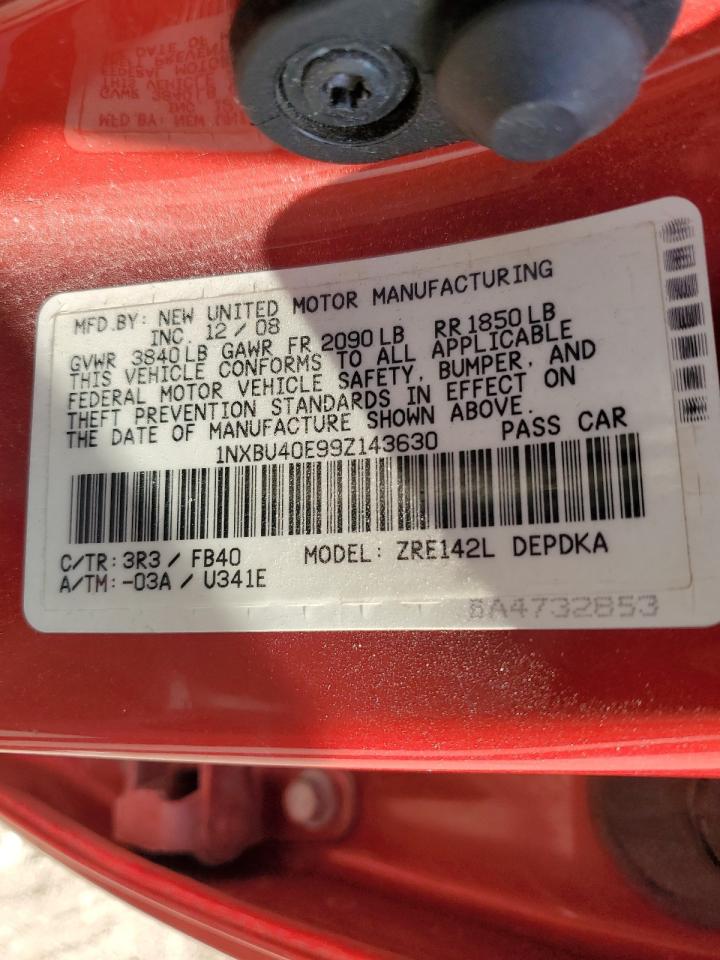 2009 Toyota Corolla Base VIN: 1NXBU40E99Z143630 Lot: 57159695