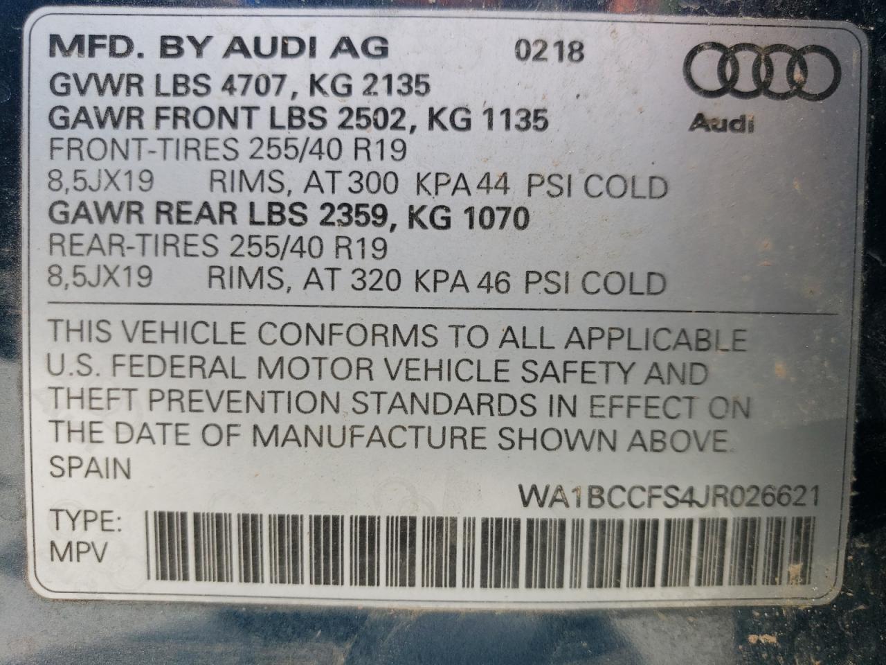 2018 Audi Q3 Premium VIN: WA1BCCFS4JR026621 Lot: 56717995