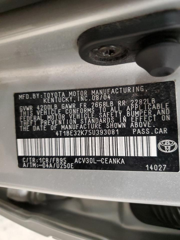 2005 Toyota Camry Le VIN: 4T1BE32K75U393081 Lot: 55646885